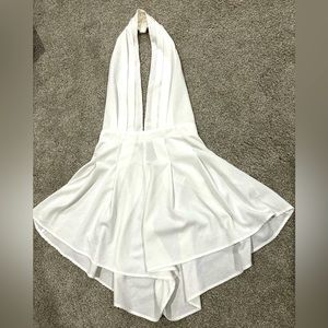 Luxxel White Halter Top Romper Size Small
